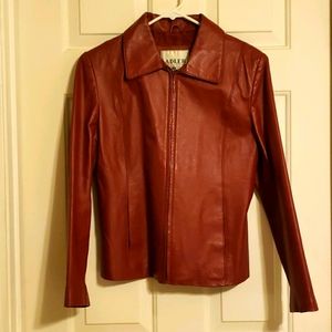 Red Leather Jacket Size Med